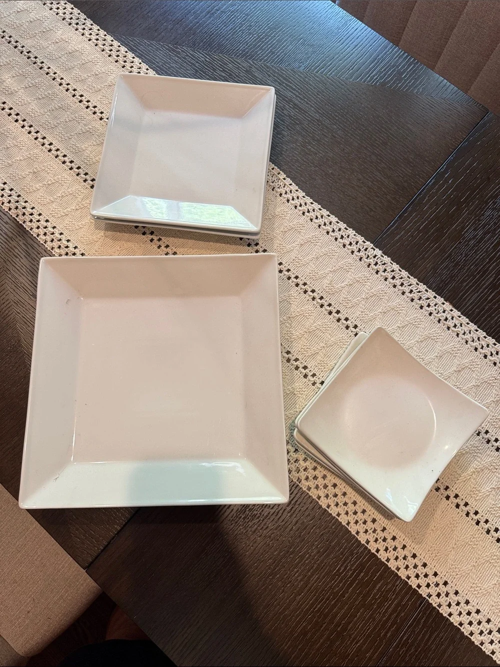 White Square Ceramic Dinner and Salad Plate Set